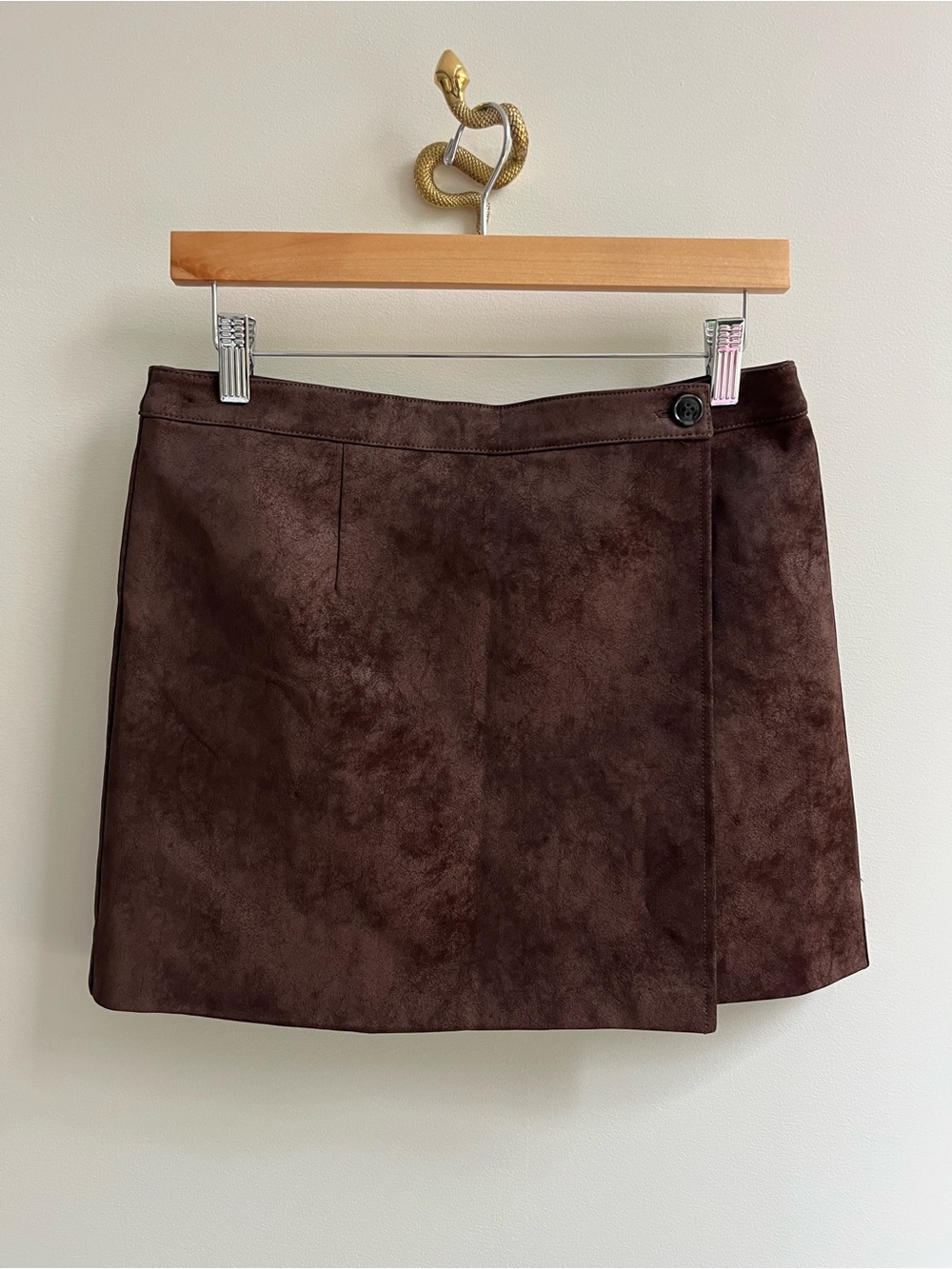 Wayf NWT Freya Faux Suede Mini Skirt Espresso Brown M
